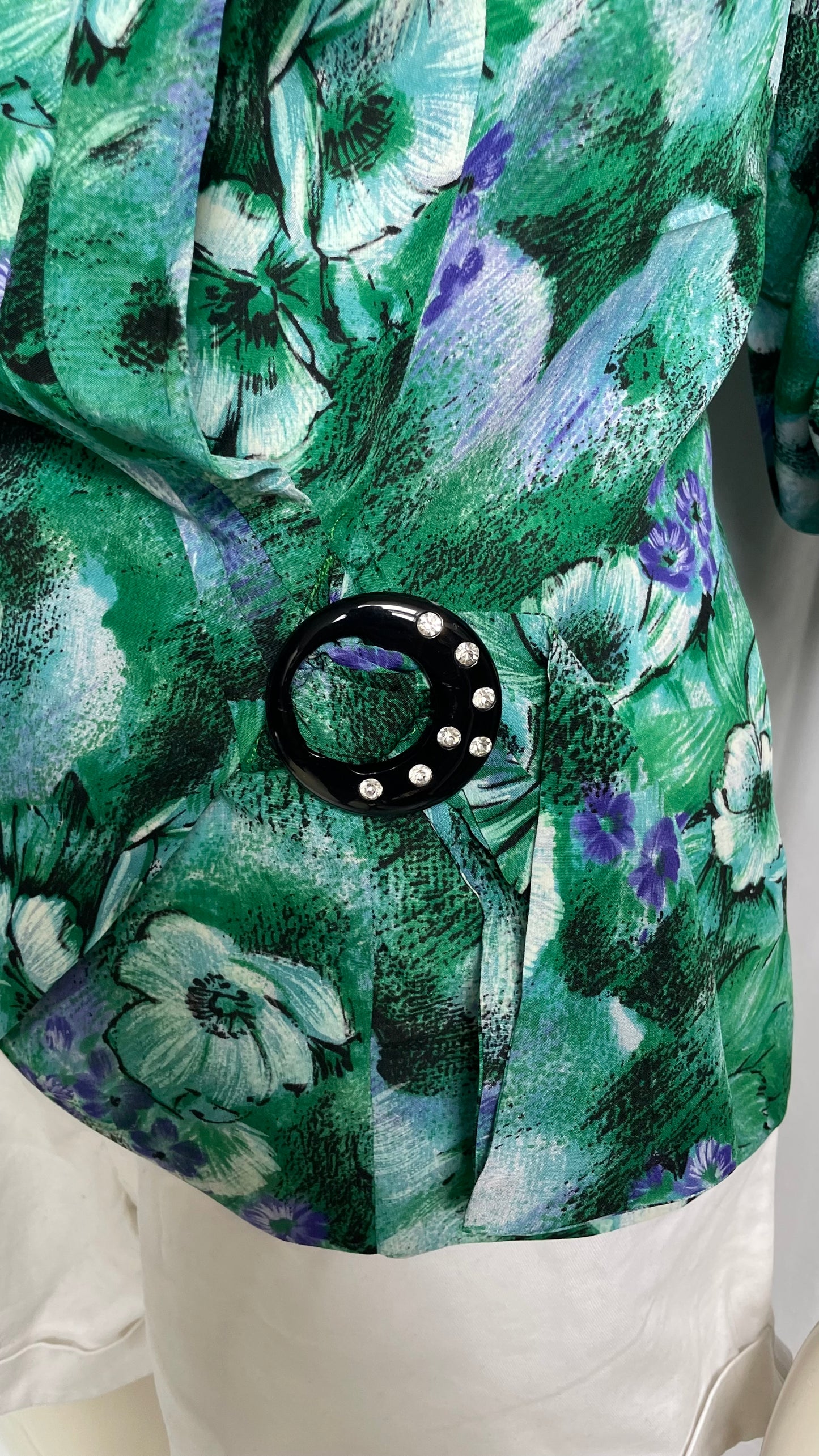 Blouse cache-cœur à fleurs Vintage - taille XL (42)