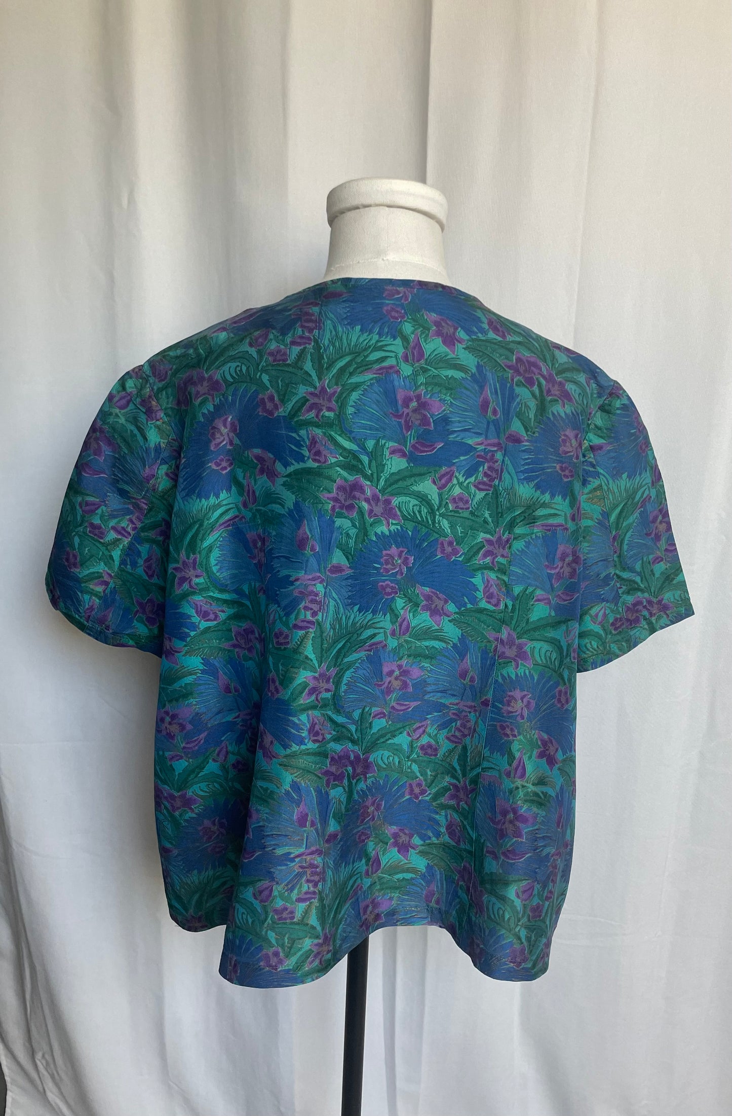 Blouse imprimée fleuris, Vintage, taille XL