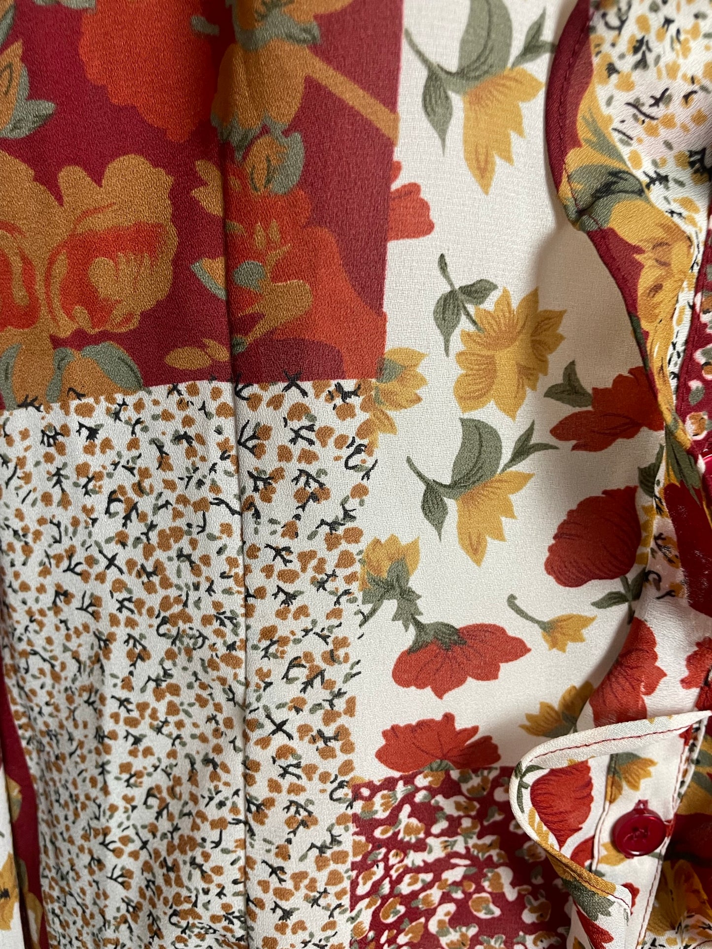 Blouse imprimée à froufrous, taille 42