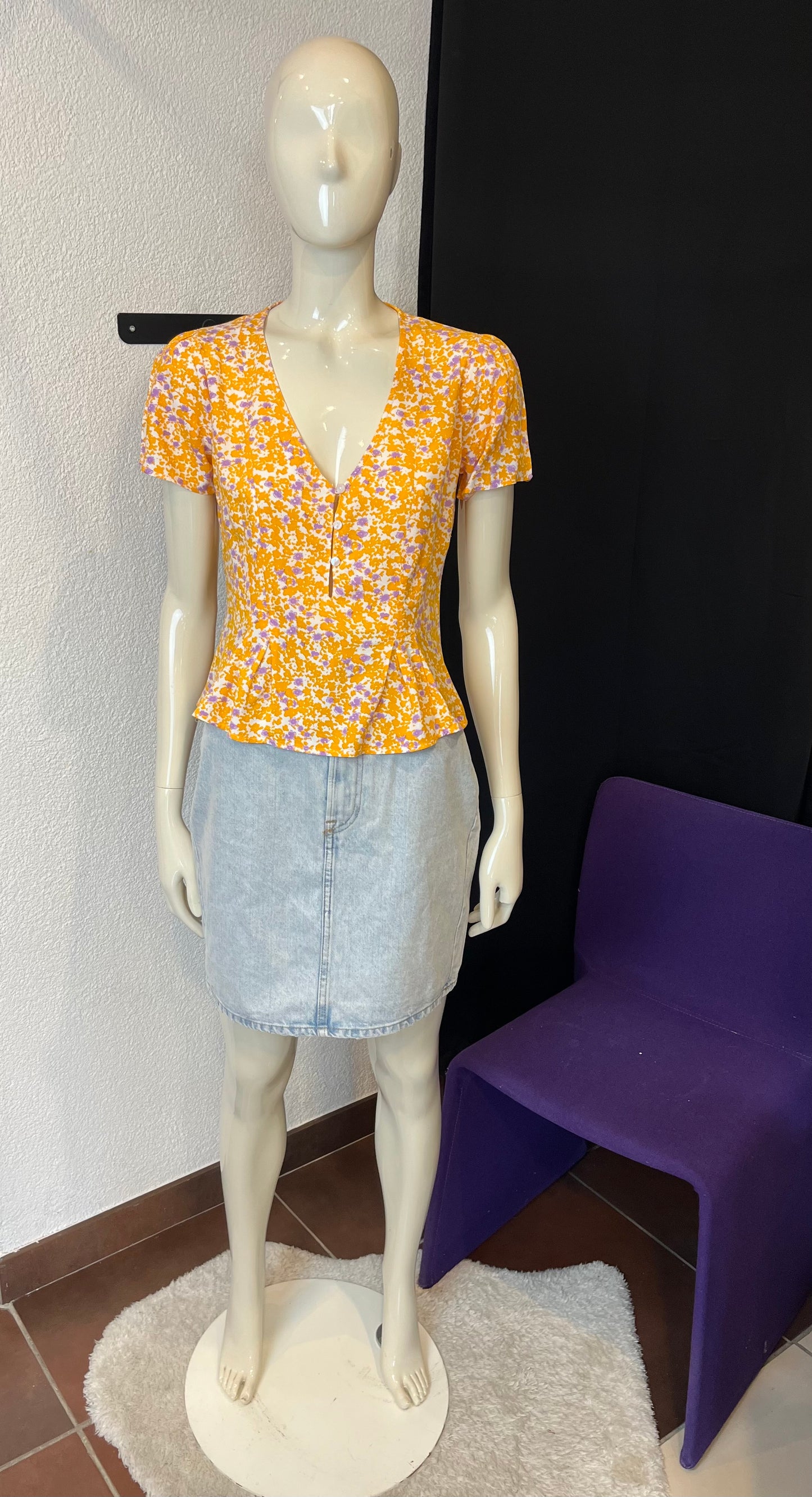 Top fleuri jaune et lilas - Pimkie - 36/S