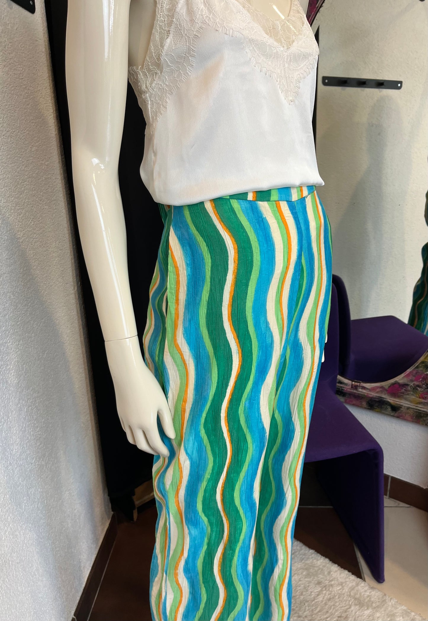 Pantalon fluide rayé - Zara - M/38