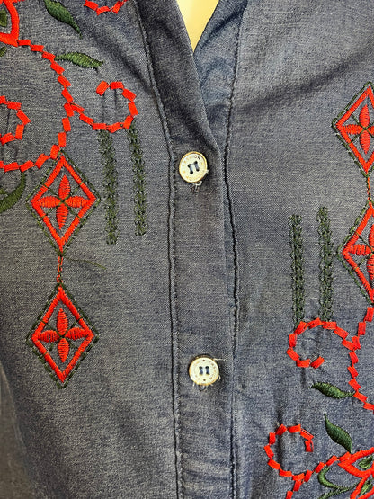 Chemise brodée Y2K - Vintage - XS