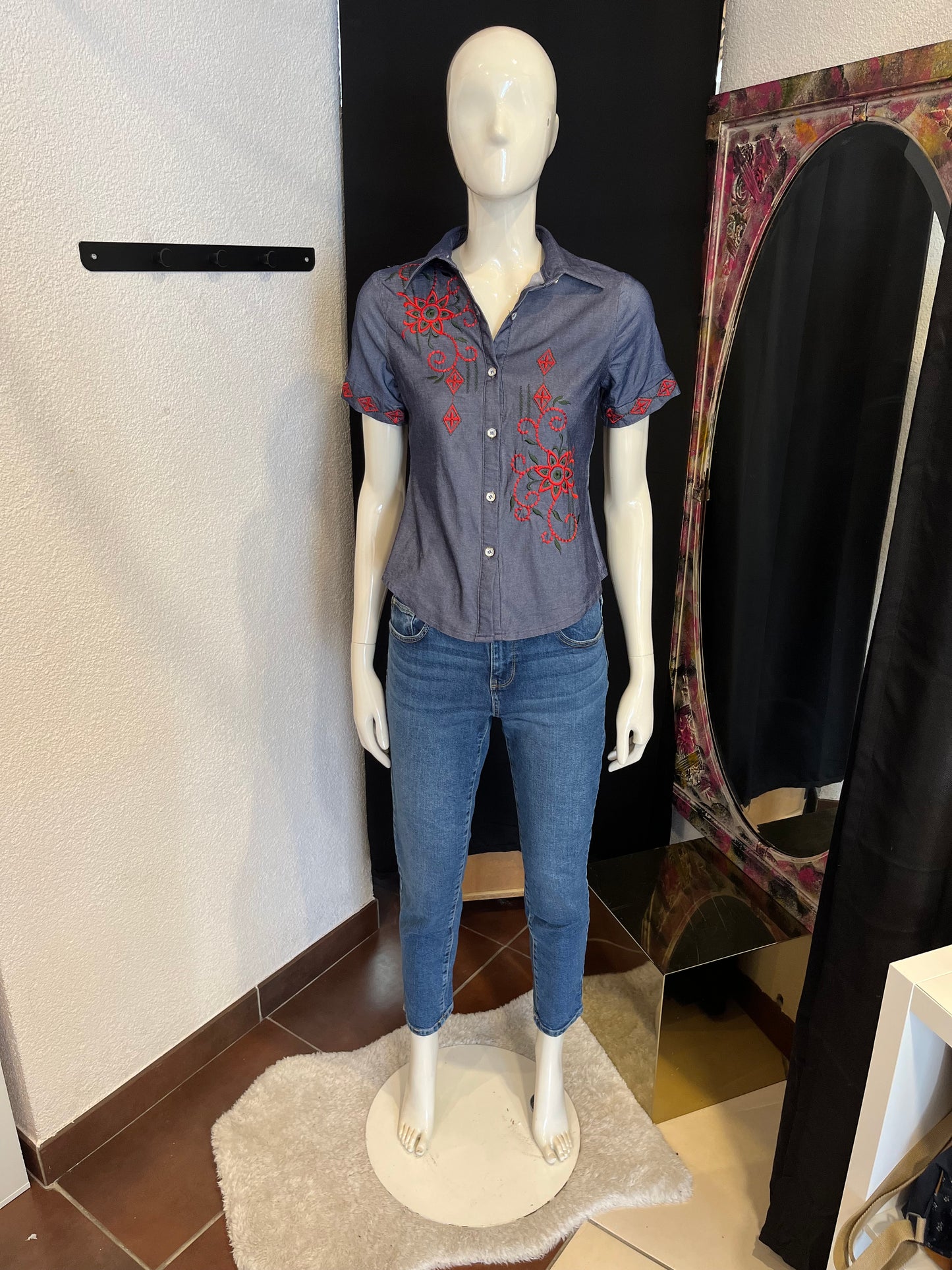 Chemise brodée Y2K - Vintage - XS