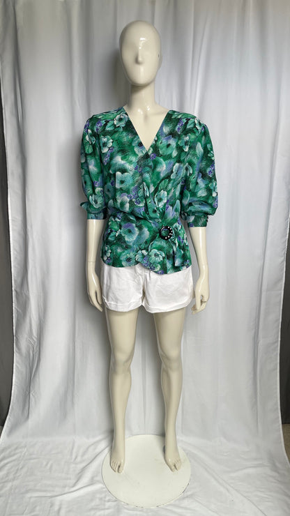 Blouse cache-cœur à fleurs Vintage - taille XL (42)