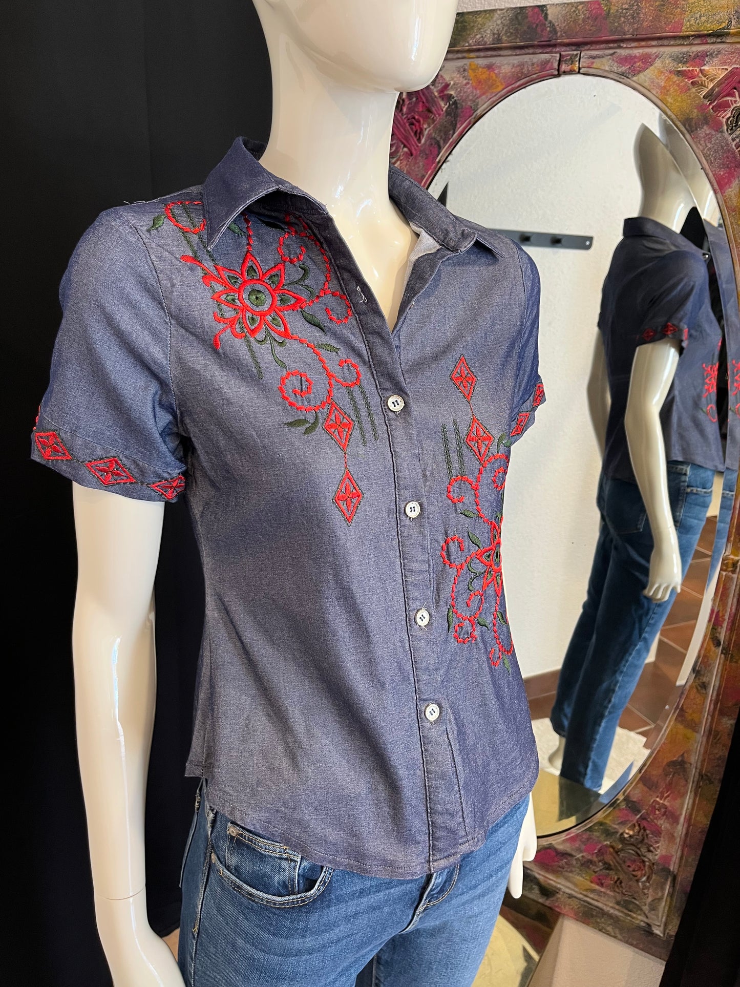 Chemise brodée Y2K - Vintage - XS