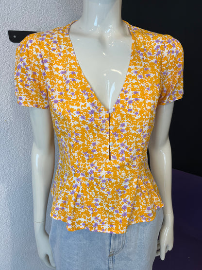 Top fleuri jaune et lilas - Pimkie - 36/S