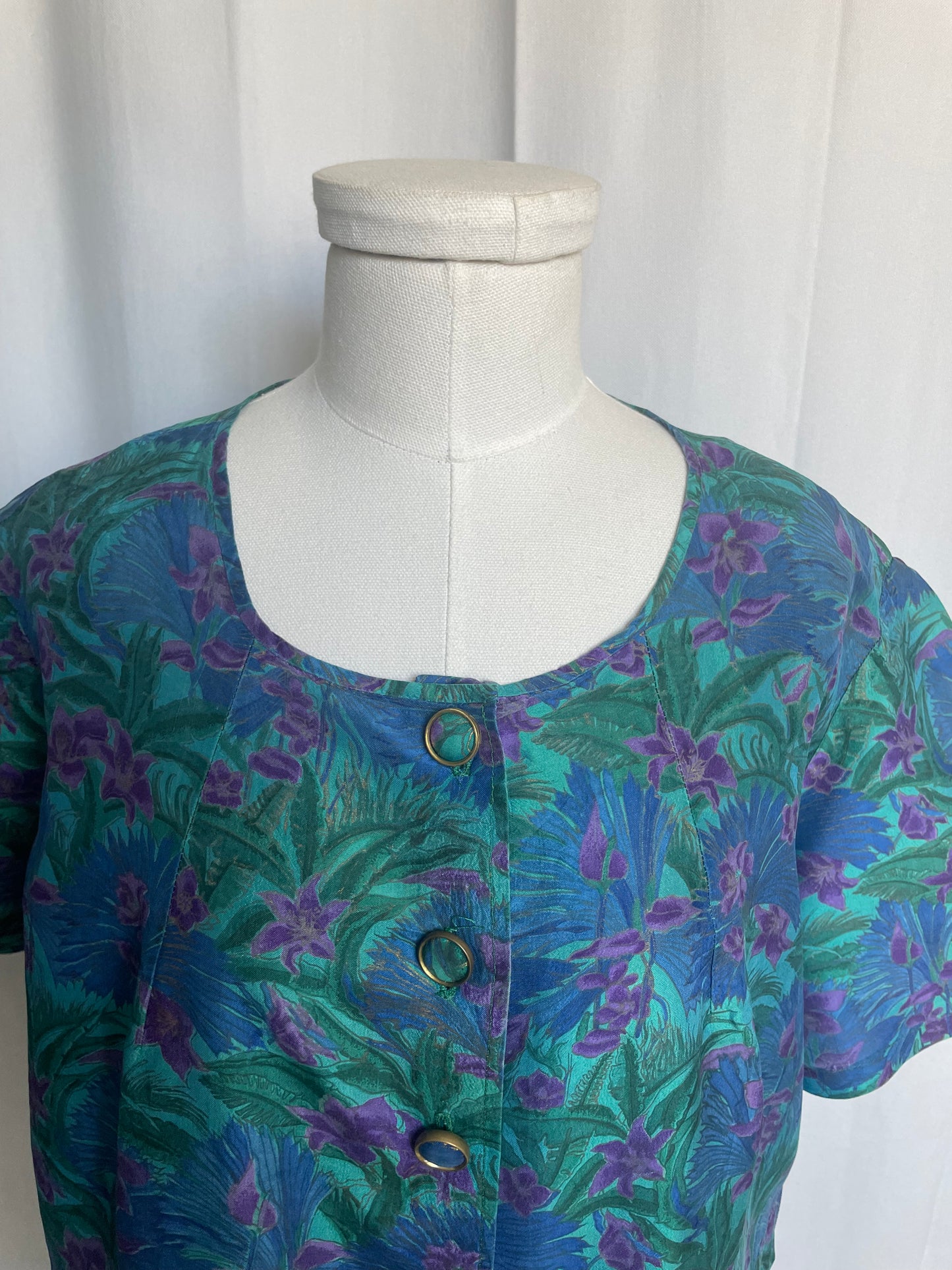 Blouse imprimée fleuris, Vintage, taille XL