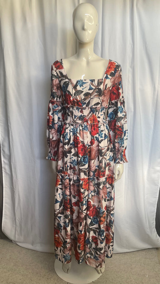 Robe longue à fleurs, SHEILAY, taille M. Neuve