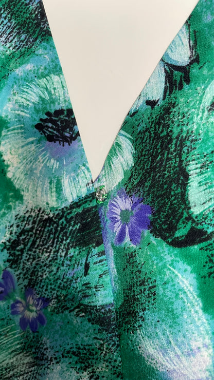 Blouse cache-cœur à fleurs Vintage - taille XL (42)
