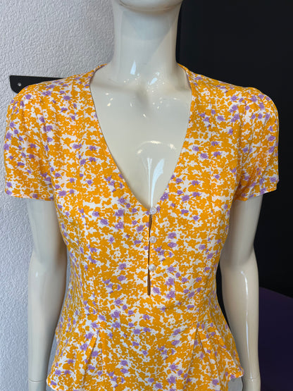 Top fleuri jaune et lilas - Pimkie - 36/S