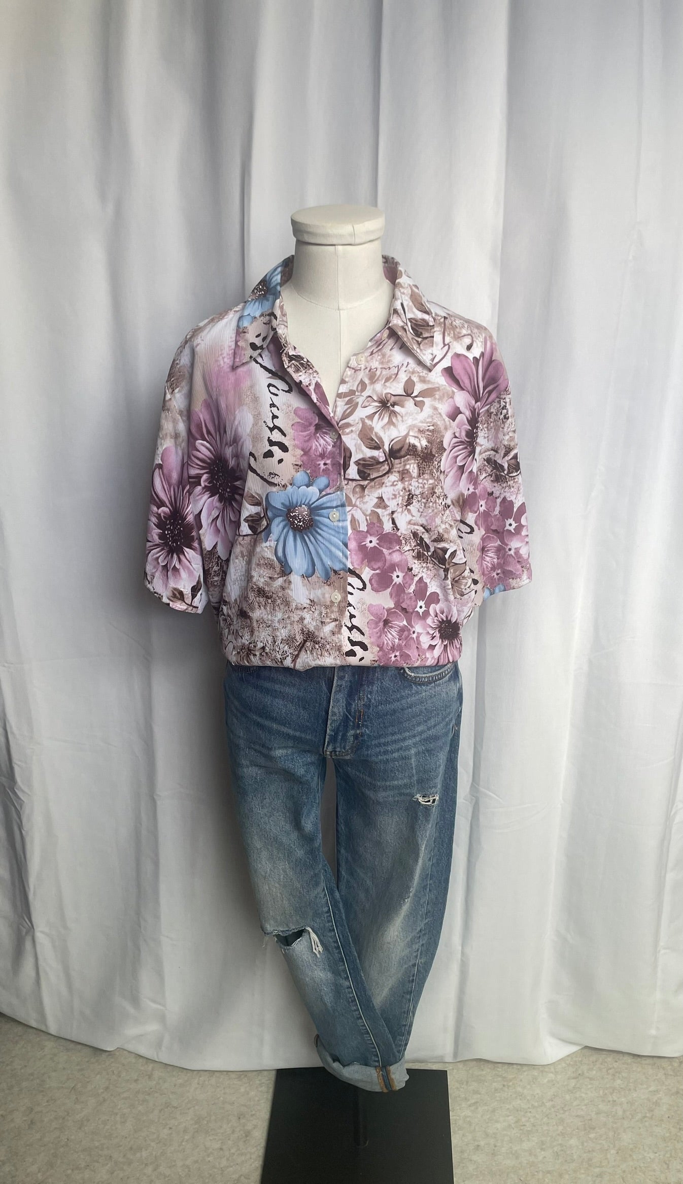 Chemise à fleurs, Vintage, taille XL